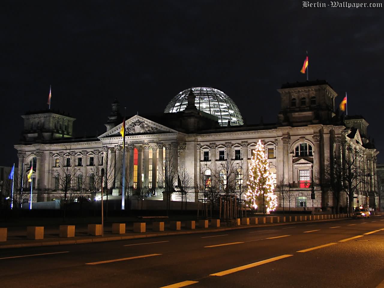 Stunning Night View Of The Reichstag In Berlin, Germany