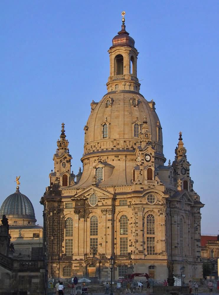 Sunset View Image Of The Frauenkirche Dresden In Germany
