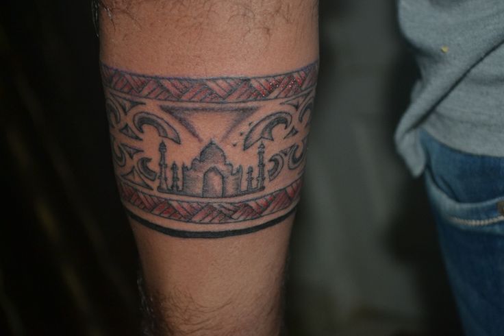 Taj Mahal Arm Band Tattoo Design For Sleeve