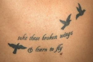 Take These Broken Wings And Learn To Fly Beatles Lyrics With Flying Birds Tattoo Design