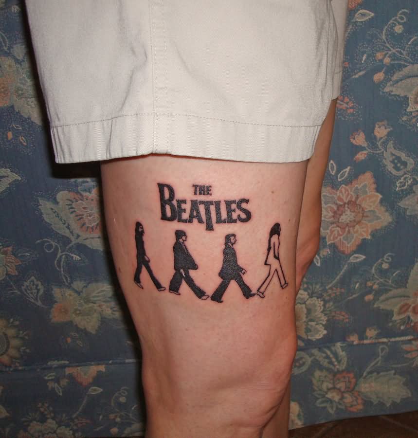 The Beatles - Beatles Abbey Tattoo On Right Leg
