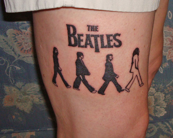 The Beatles - Black Beatles Abbey Tattoo Design For Sleeve