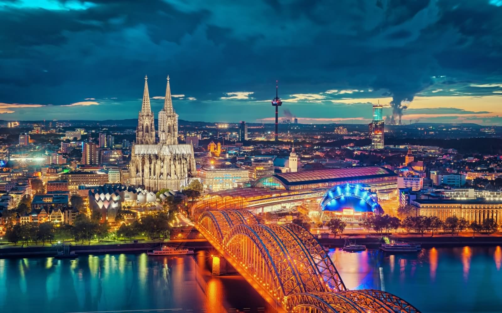 The Cologne Cathedral And Hohenzollern Bridge In Cologne During Night Picture