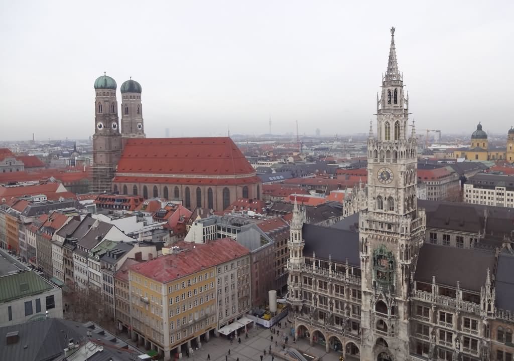 The Distinctive Onion Shaped Domes Of Frauenkirche And The Neues Rathaus