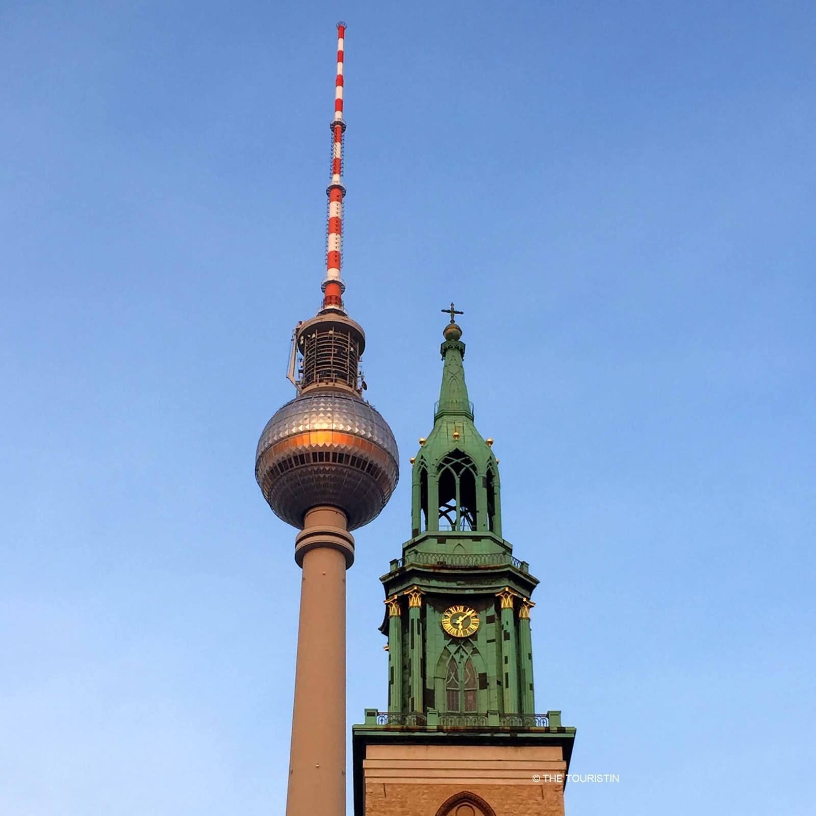 The Fernsehturm TV Tower And St Mary's Church In Berlin