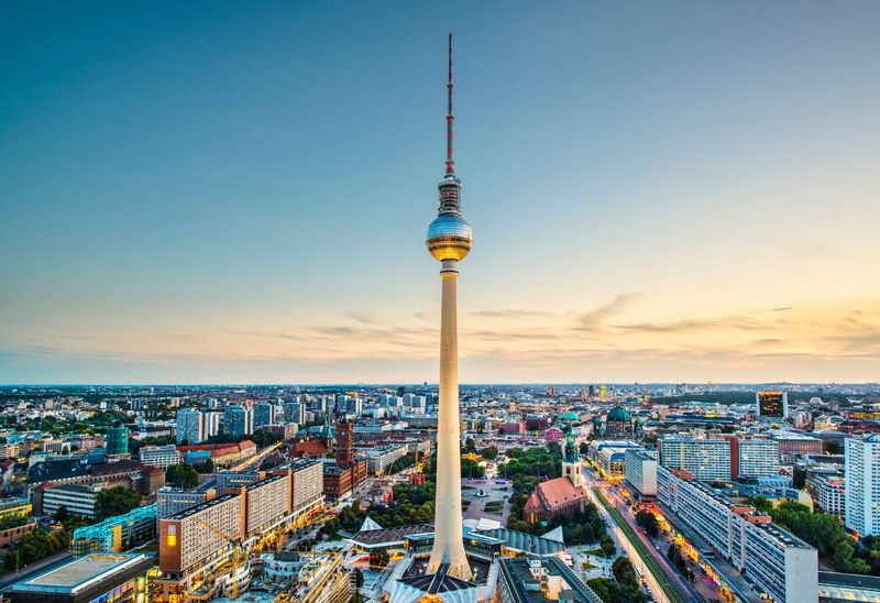 The Fernsehturm Tower During Sunset Picture