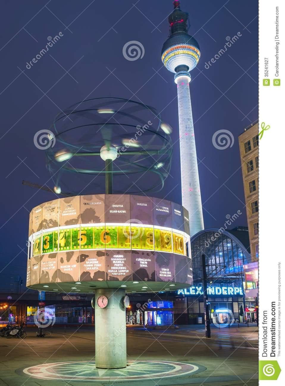 The Fernsehturm Tower In Alexanderplatz At Night