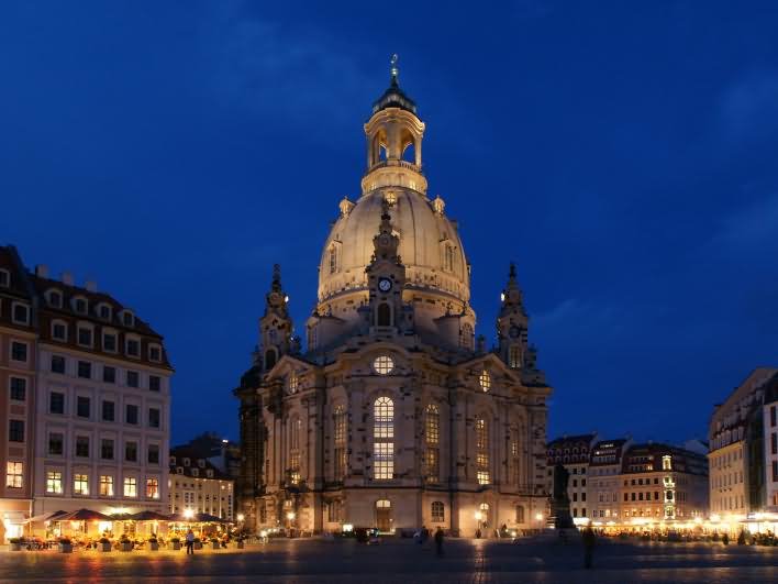 The Frauenkirche Dresden Illuminated At Night