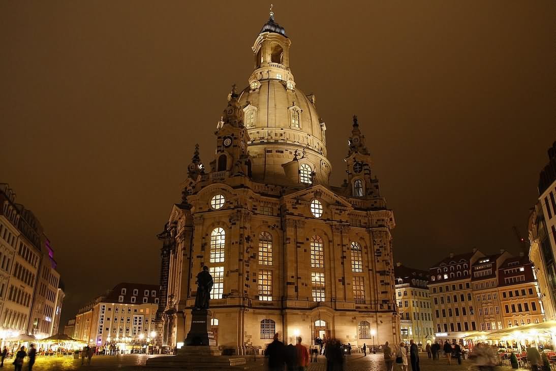 The Frauenkirche Dresden Illuminated At Night