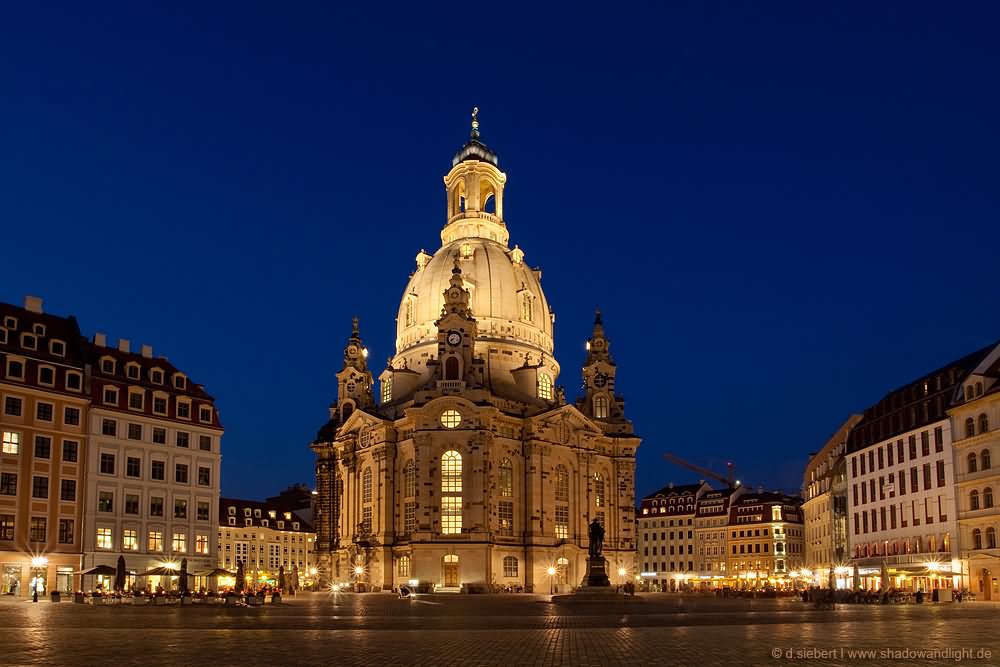 The Frauenkirche Dresden Illuminated During Night