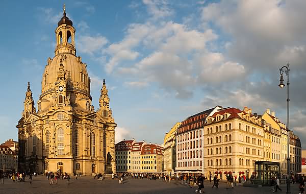 The Frauenkirche Dresden In Dresden, Germany During Sunset