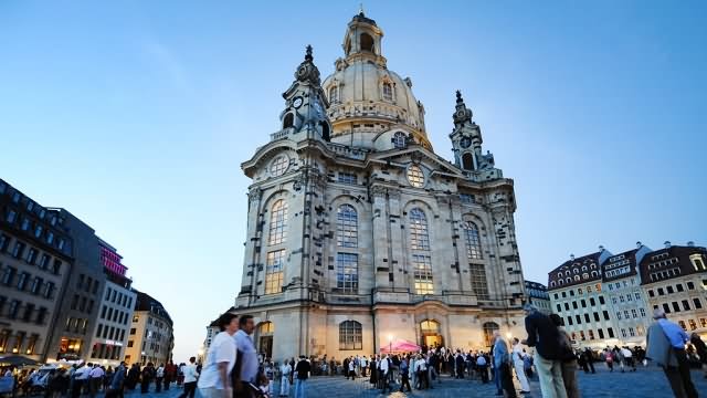 The Frauenkirche Dresden Lit Up During Dusk