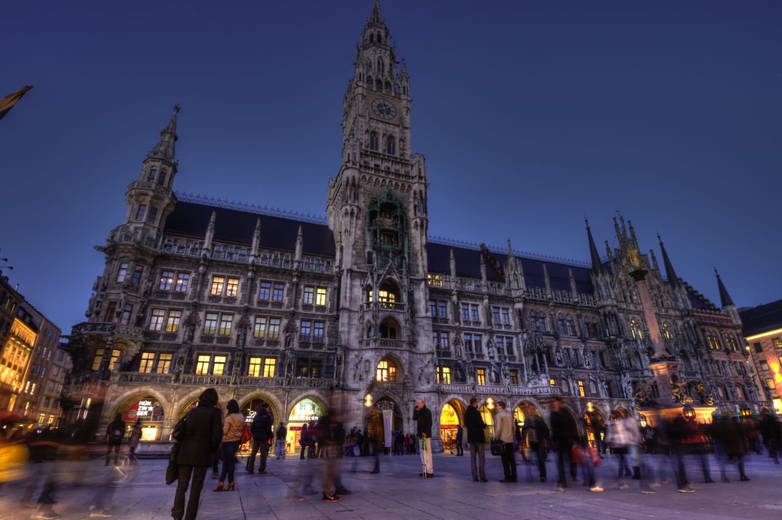 The Neues Rathaus New Town Hall Of Munich At Night