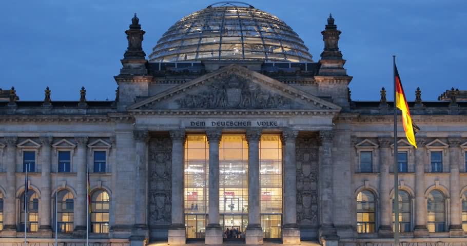 The Reichstag Building Illuminated During Night