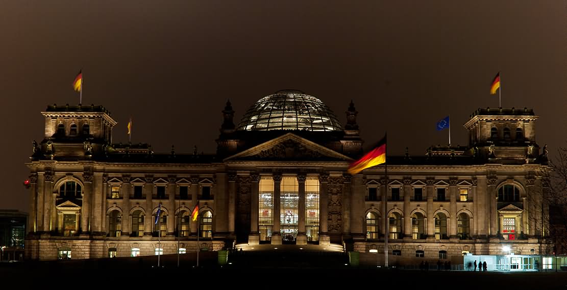 The Reichstag Building Illuminated In Berlin