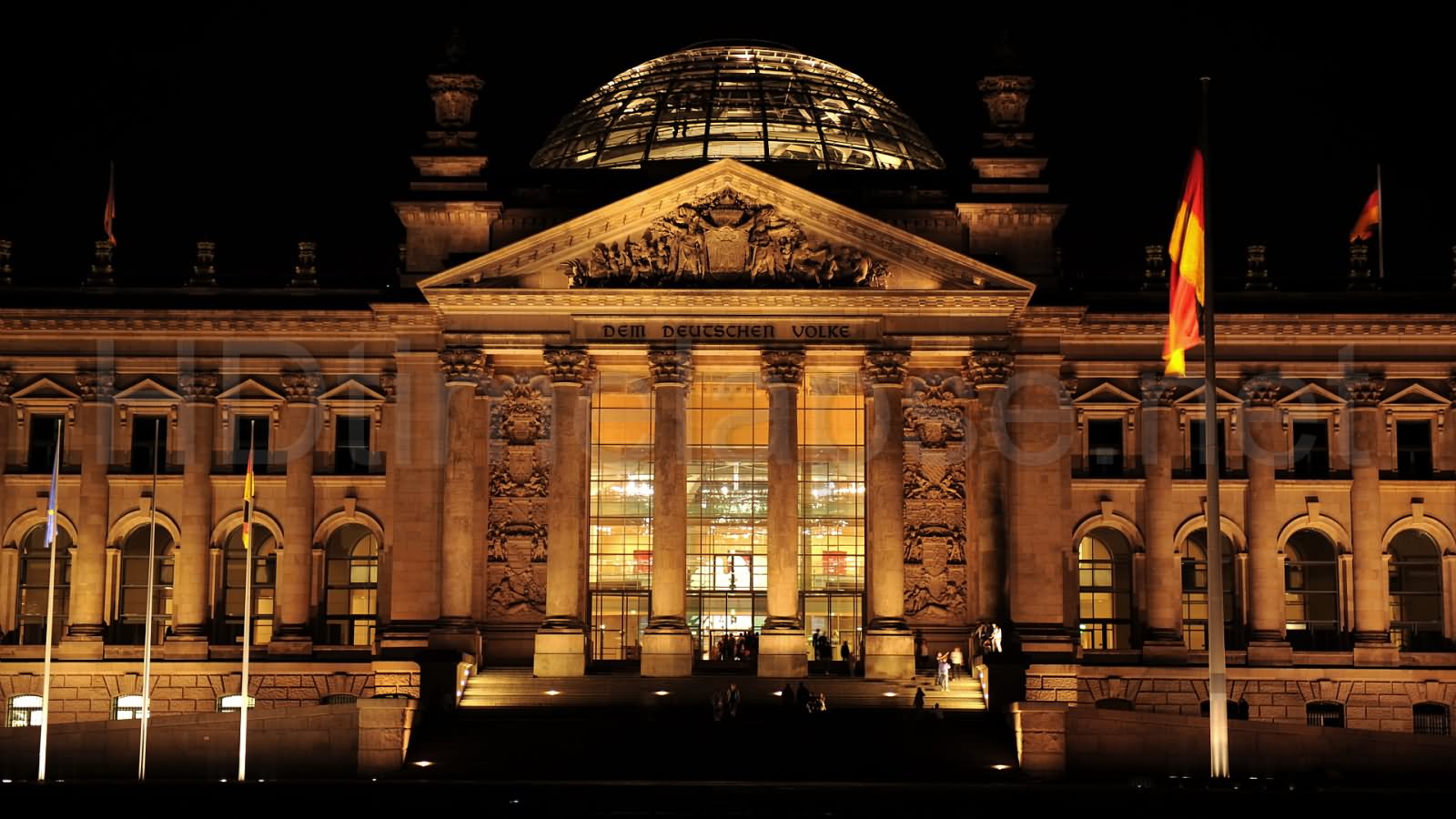 The Reichstag Building In Berlin By Night
