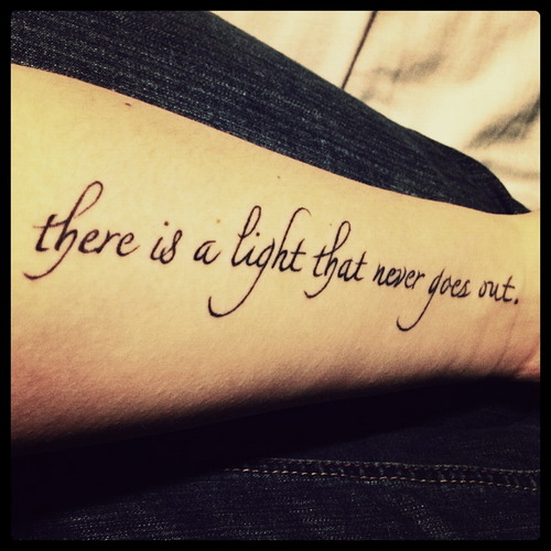There Is A Light That Never Goes Out Beatles Lyrics Tattoo On Forearm