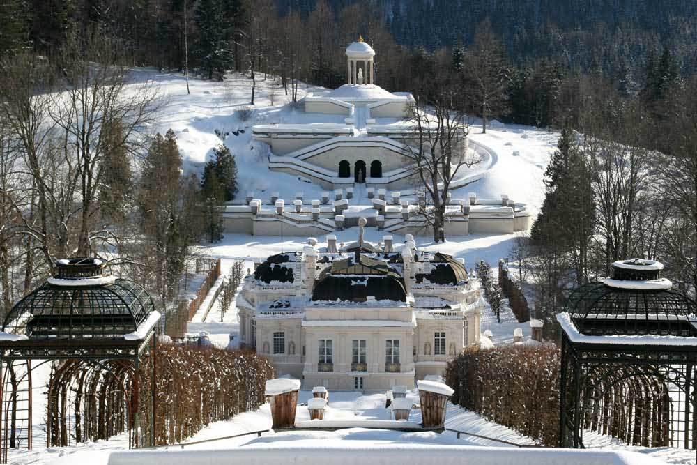 Top View Of The Linderhof Palace In Winters
