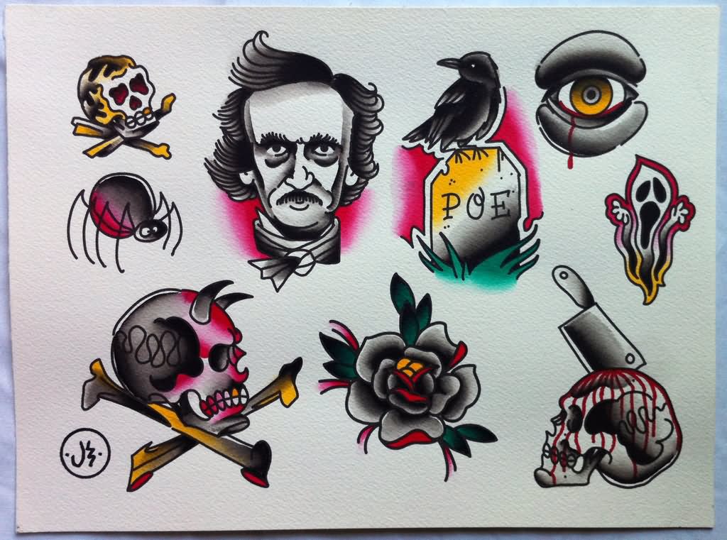 Traditional Horror Designs Tattoo Flash By Jeremy Shock