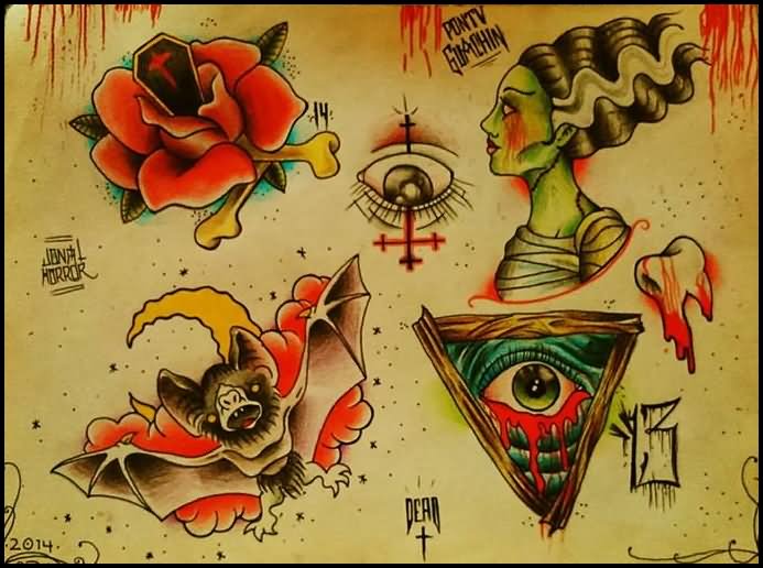 Traditional Horror Designs Tattoo Flash By Jona Horror.