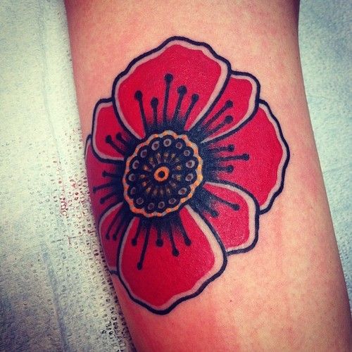Traditional Poppy Flower Tattoo Design For Sleeve By Josh Stephens