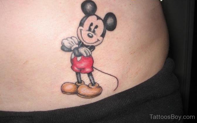 Waist Mickey Mouse Tattoo For Girls