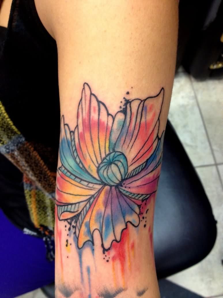 Watercolor Abstract Flower Tattoo Design For Half Sleeve By Mike Ashworth