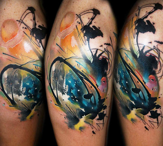 Watercolor Abstract Tattoo Design By Lehel Nyeste