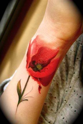 Watercolor Opium Poppy Tattoo Design For Wrist