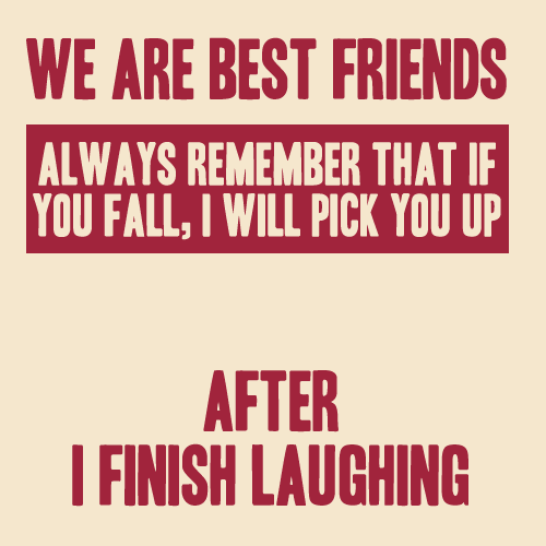 We Are Best Friends Always Remember That If You Fall I Will Pick You After I Finish Laughing Funny Picture