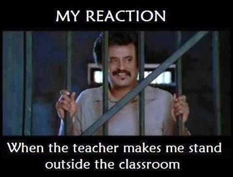 When The Teacher Makes Me Stand Outside The Classroom Funny Rajinikanth Photo