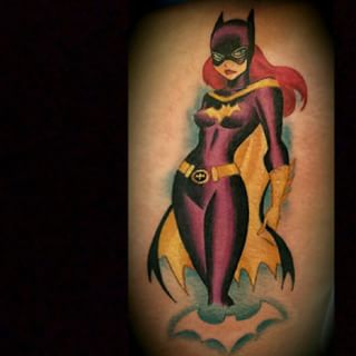 Attractive Batgirl Tattoo Design For Sleeve