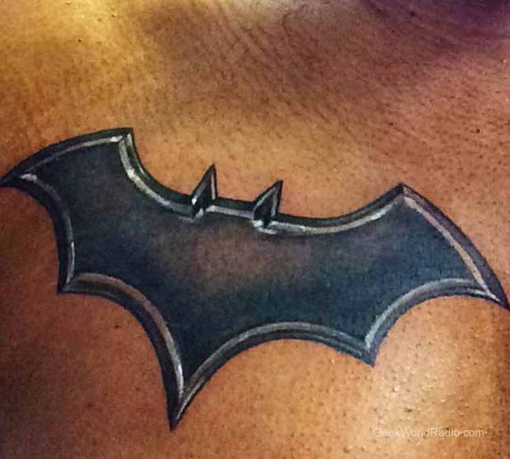 Black And Grey Batgirl Symbol Tattoo Design