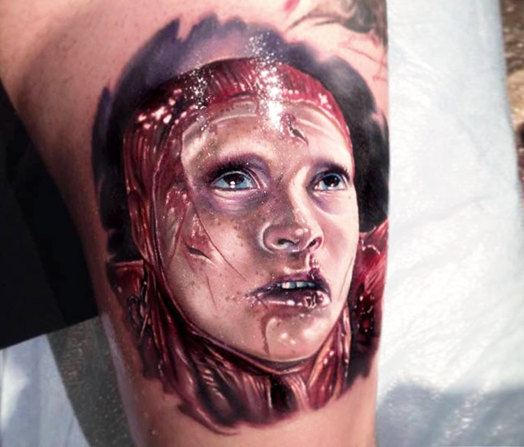 Classic 3D Horror Portrait Tattoo Design For Sleeve
