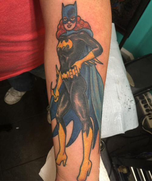 Cool Batgirl Tattoo On Left Forearm