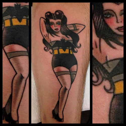 Cool Traditional Batgirl Tattoo Design For Sleeve