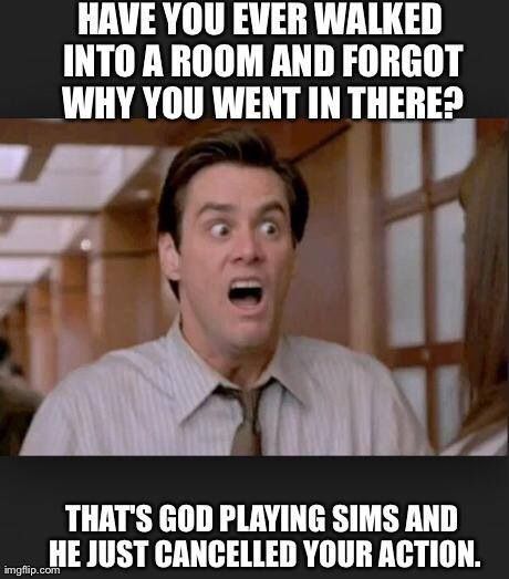 Funny Jim Carrey Meme That's God Playing Sims And He Just Cancelled Your Action Picture