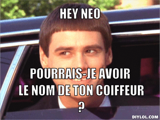 Hey Neo Pourrais-Je Avoir Le Nom De Ton Coiffeur Funny Jim Carrey Meme Image