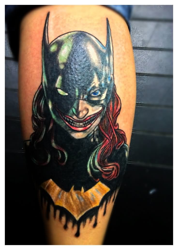 Horror Batgirl Tattoo Design For Leg Calf By Marc Robertson