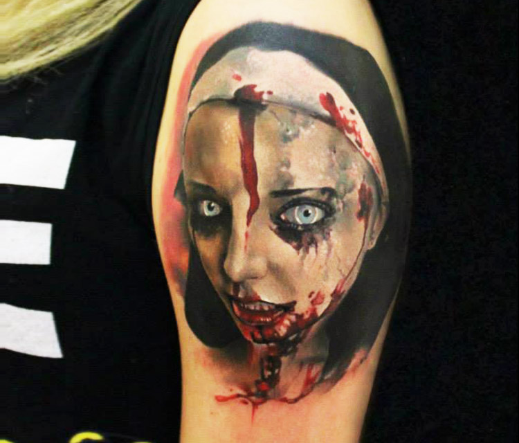 Horror Portrait Tattoo Design For Half Sleeve