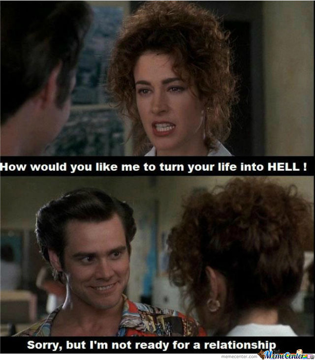 I Am Not Ready For A Relationship Funny Jim Carrey Meme Image