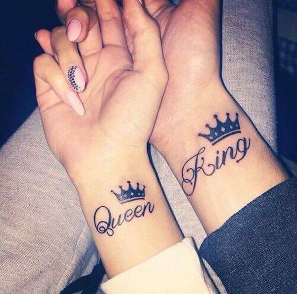 Queen And King Couple Wrist Tattoos