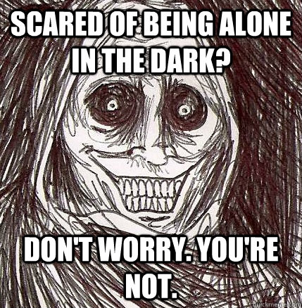 Scared Of Being Alone In The Dark Don't Worry You Are Not Funny Alone Meme Image