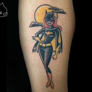 Traditional Batgirl Tattoo Design For Sleeve
