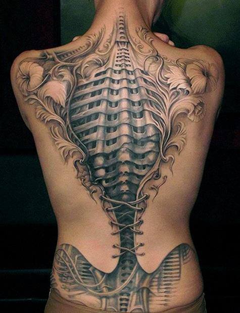 3D Corset Tattoo On Full Back