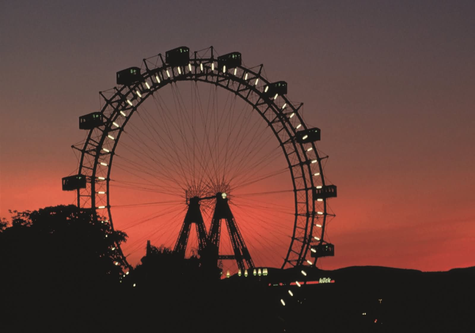 Adorable View Of The Wiener Riesenrad During Sunset