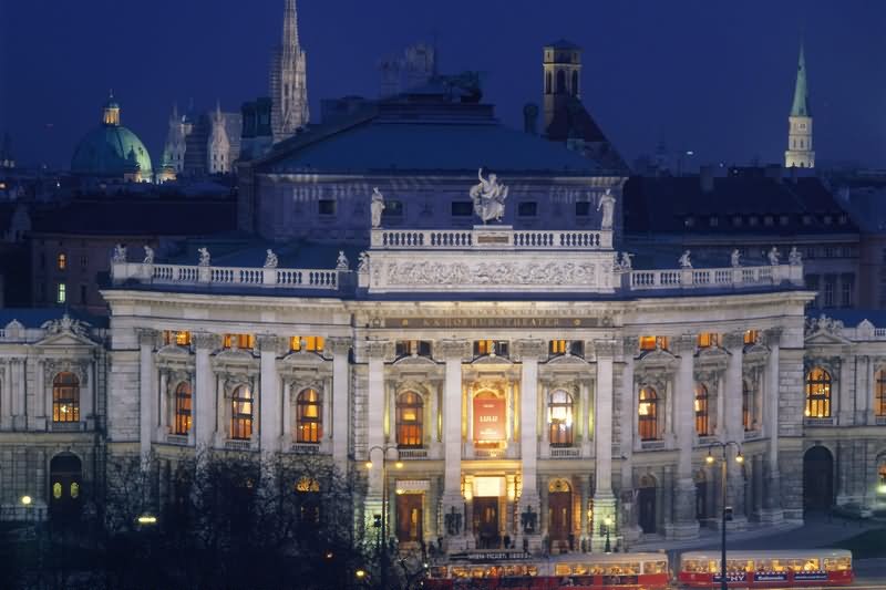 Aerial Front Picture Of The Burgtheater In Vienna