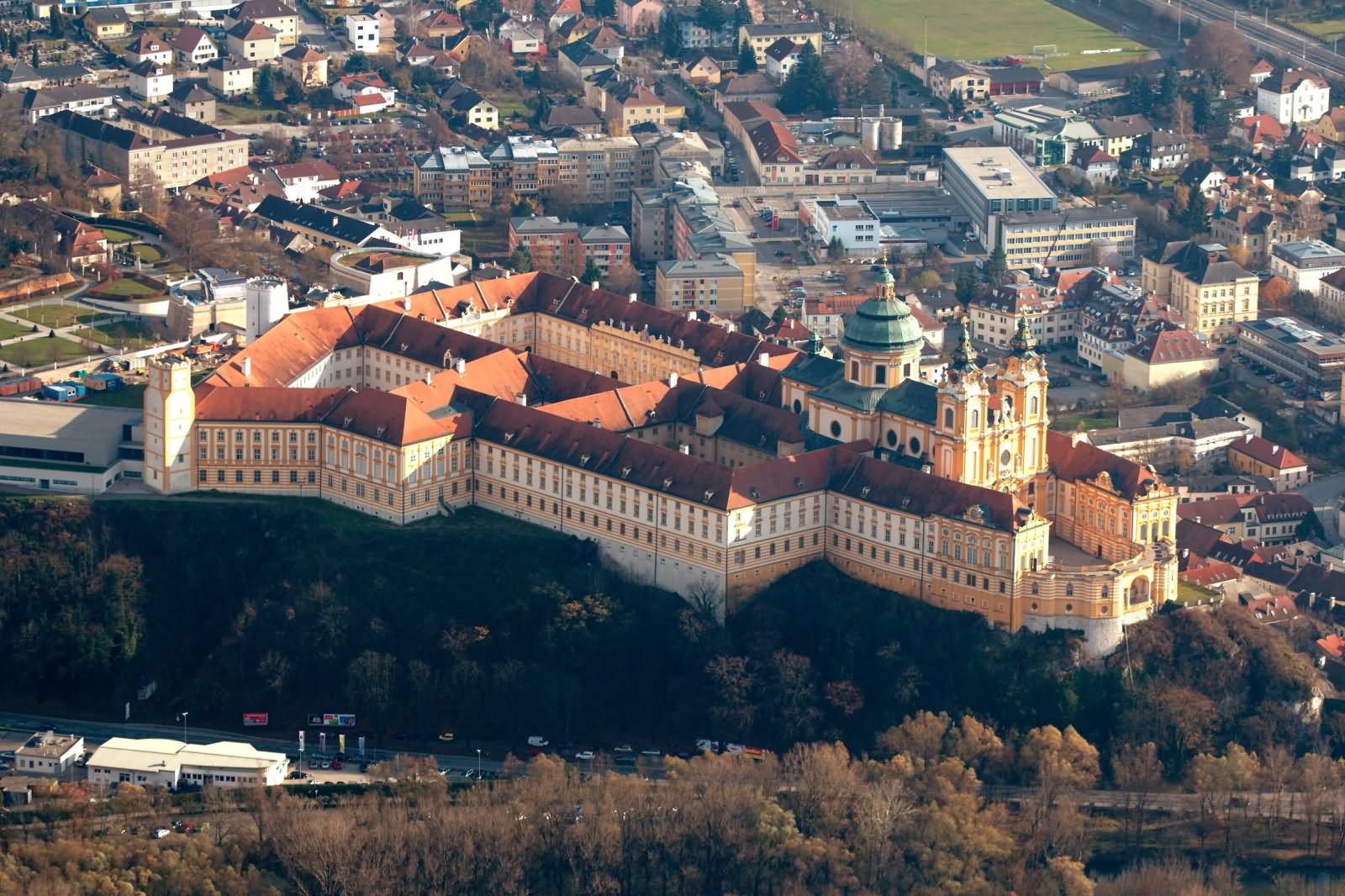Amazing Aerial View Of The Melk Abbey