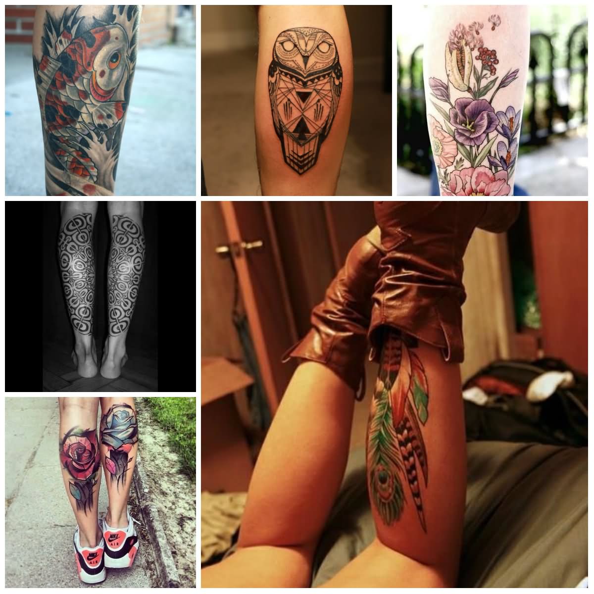 Attractive Tattoo Design For Girls Leg Calf