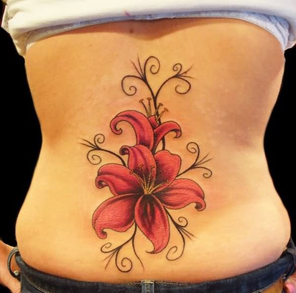 Awesome Flower Tattoo Design For Women Lower Back
